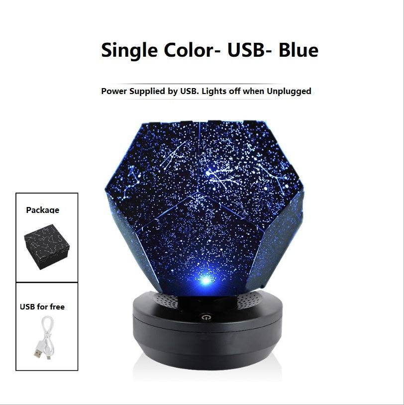 LED Starry Sky Projector Night Lights 3D Projection Night Lamp USB Charging Home Planetarium Kids Bedroom Decoration Room Lighting - USB Blue