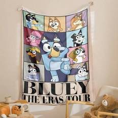1pc Bluey Cartoon Puzzles Flannel Blanket, Bluey Plaid Cartoon Pattern Soft Plush Rectangular Throw Blanket, Gentle & Comfortable Throw Blanket, Suita - Multicolor - 100*150,150*200,130*150,70*100 very small