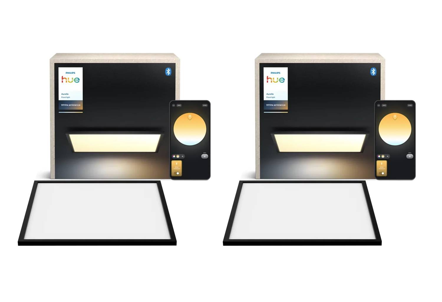 Philips Hue Aurelle Fyrkantigt Takpanel L Svart – 2-pack White Ambiance