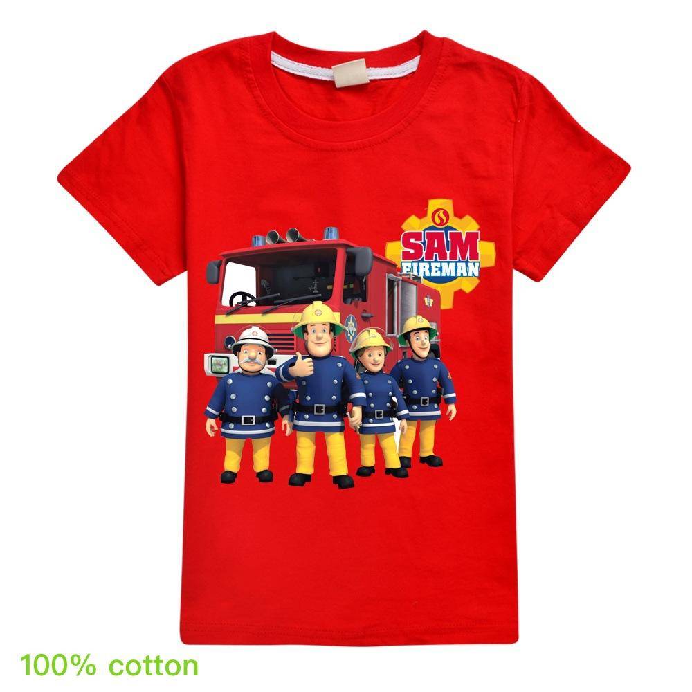 Nyaste Brandman Sam Camiseta Barn Sommarkläder Junior Pojkar Kortärmade Toppar Baby Girls Pure T-shirts Barnkläder 110cm