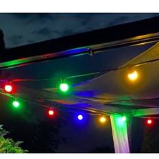Udendørs Party Lyskæde med kulørte pærer 11.5m / 20 stk. 1W LED i Rød, Grøn, Gul