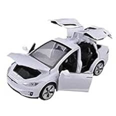 Leksaksbil Minifigur 1:32 För Tesla MODEL X MODEL 3 MODEL S Miniatura AleaciónDiecasts Modellos Juguete Sonido Luz Colección Decoración Pojkar Flickor Och Vuxna Gåva(Vit)