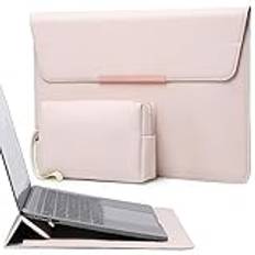 HYZUO 13-tums laptopfodral med stativfunktion för MacBook Air 13 M3 M2 M1 2024-2018, MacBook Pro 13 M2 M1 2024-2016, 13 tum iPad Pro/Air M4 M2, Surface Pro 11/10/9, med bärväska, aprikos (Smiley)