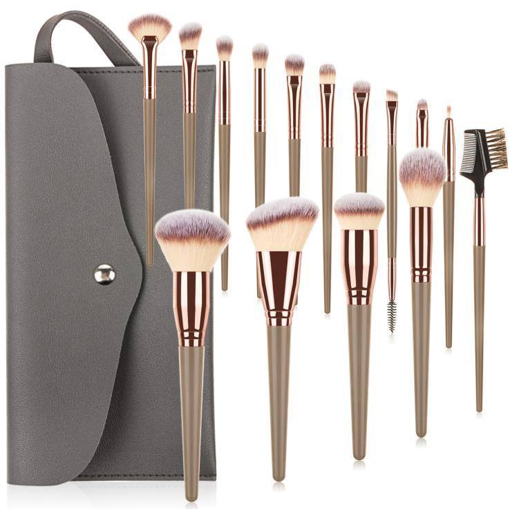 7pcs 10pcs 15pcs custom logo Champagne gold hair Cosmetics black Make Up Brushes Wood Handle hottest Makeup Brush Set