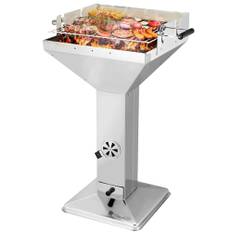 Trattgrill, kolgrill rostfritt stål, bärbar campinggrill, familjegrill, strandgrill, 3-vägs höjdjusterbar grillrost, asklåda och ventilationsregulator, 63 x 48 x 91,5 cm, lätt att rengöra