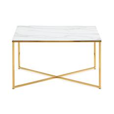 Manor House Nelly Soffbord 80 cm Marmormönster - Marmormönster/Vit/Mässing Vit,Guld,Mässing Glas