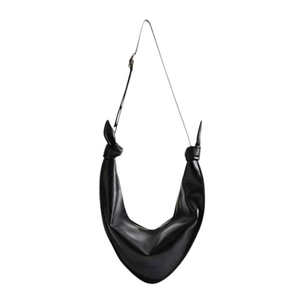 THEMOIRè Saffo Crumpled Skuldertaske - Tasker - Dame - Sort - ONE SIZE - Uld