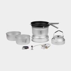 Gaskök Trangia 25 Large, 2100 W + 2 kittlar & vindskydd i UL / UltraLight-aluminium + 1 stekpanna NS / Non Stick-teflon + 1 kaffepanna + griptång + rem, + Winter Gas (230 gram)