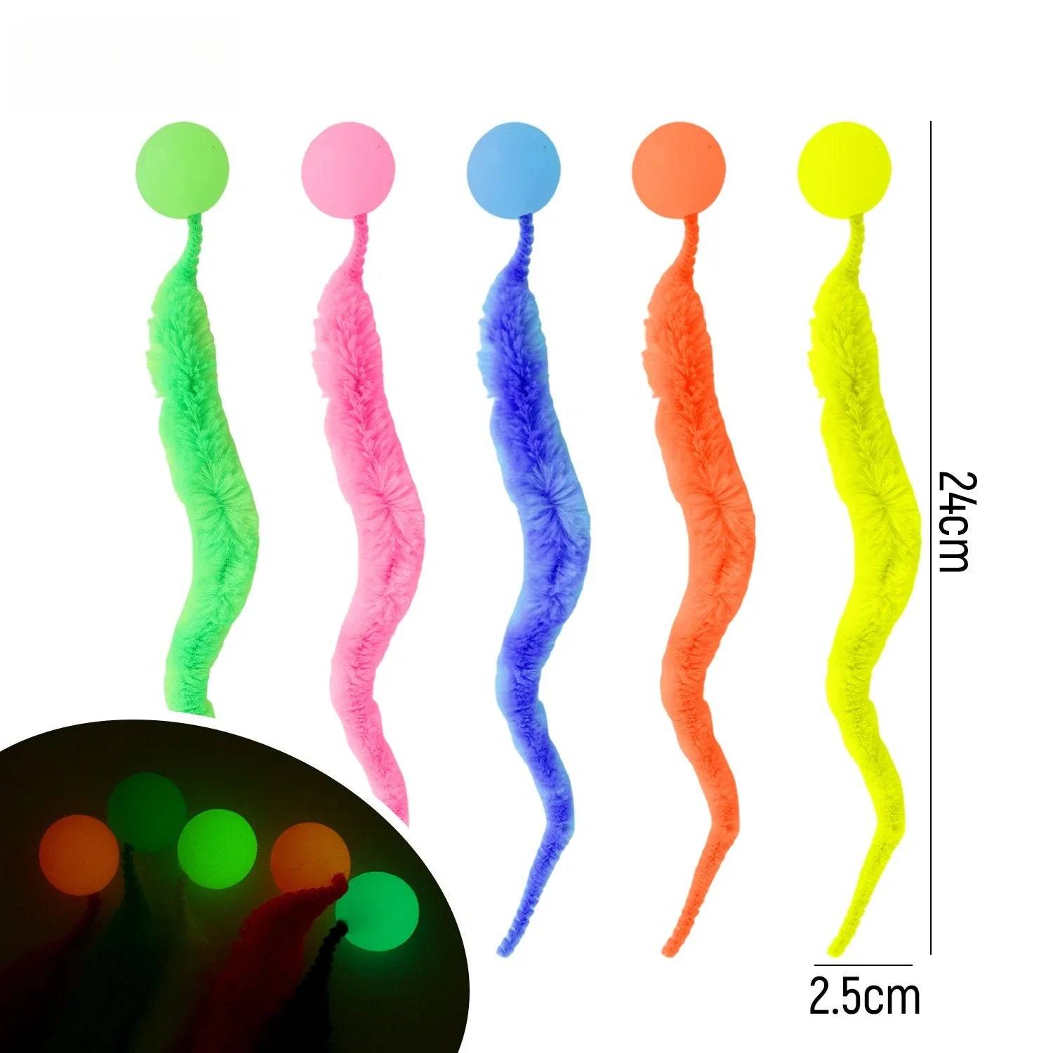 Interactive Glow & Bounce Cat Toy Set – Caterpillar, Balls & Teaser - B / 10PCS (10PCS)