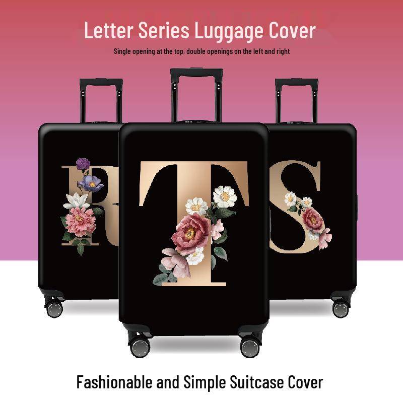 High Elasticity Black Letter Luggage Cover - Thickened, Washable & Stylish