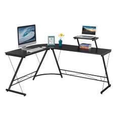 Yaheetech Hörnskrivbord datorskrivbord kontorsbord trä 112 x 50 x 82 cm svart