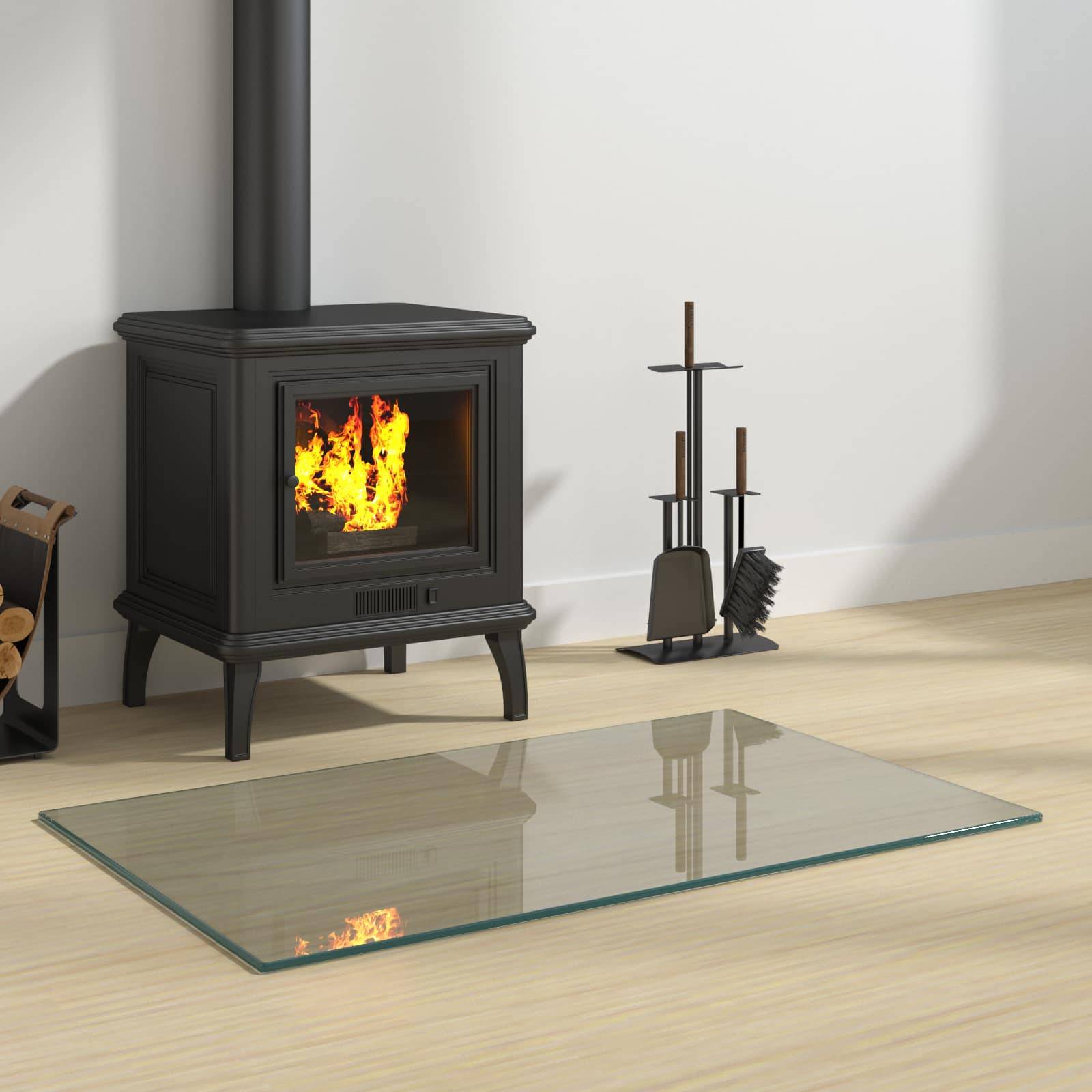 vidaXL Glas eldstad platta Transparent 80 x 50 cm Glas