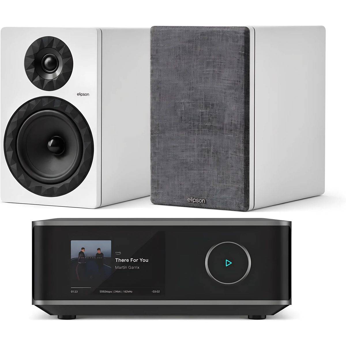 WiiM + Elipson Prestige Facet II 8B vit + Amp Ultra rymdgrå