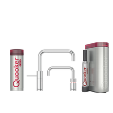 Quooker Twintaps Square Sæt M. 3l Krom Inkl. Pro3 & Cube Beholder Q510980003+Q910550102