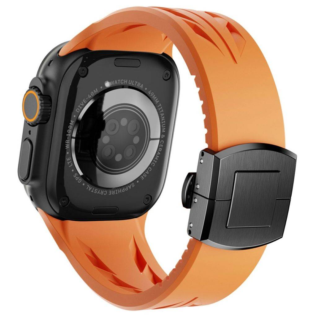 Apple Watch 42/44/46/49mm Urrem Silikone sommerfuglelås - Orange
