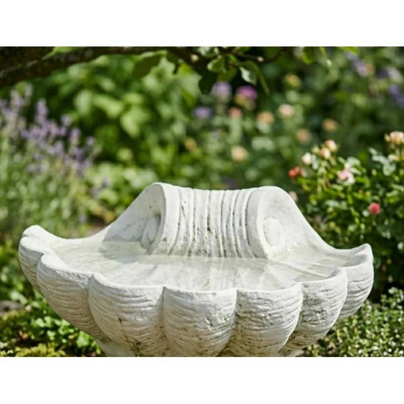 Fuglebad i marmor formet som musling Ø: 27 cm Lahema Marmor Kunst.