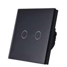 Touch Dimmer Glas Strömbrytare (Svart) 2 Polig