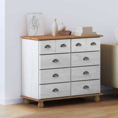 vidaXL Kista av lådor ASKIM Vit 91 x 40 x 79 cm Massivt tallträ