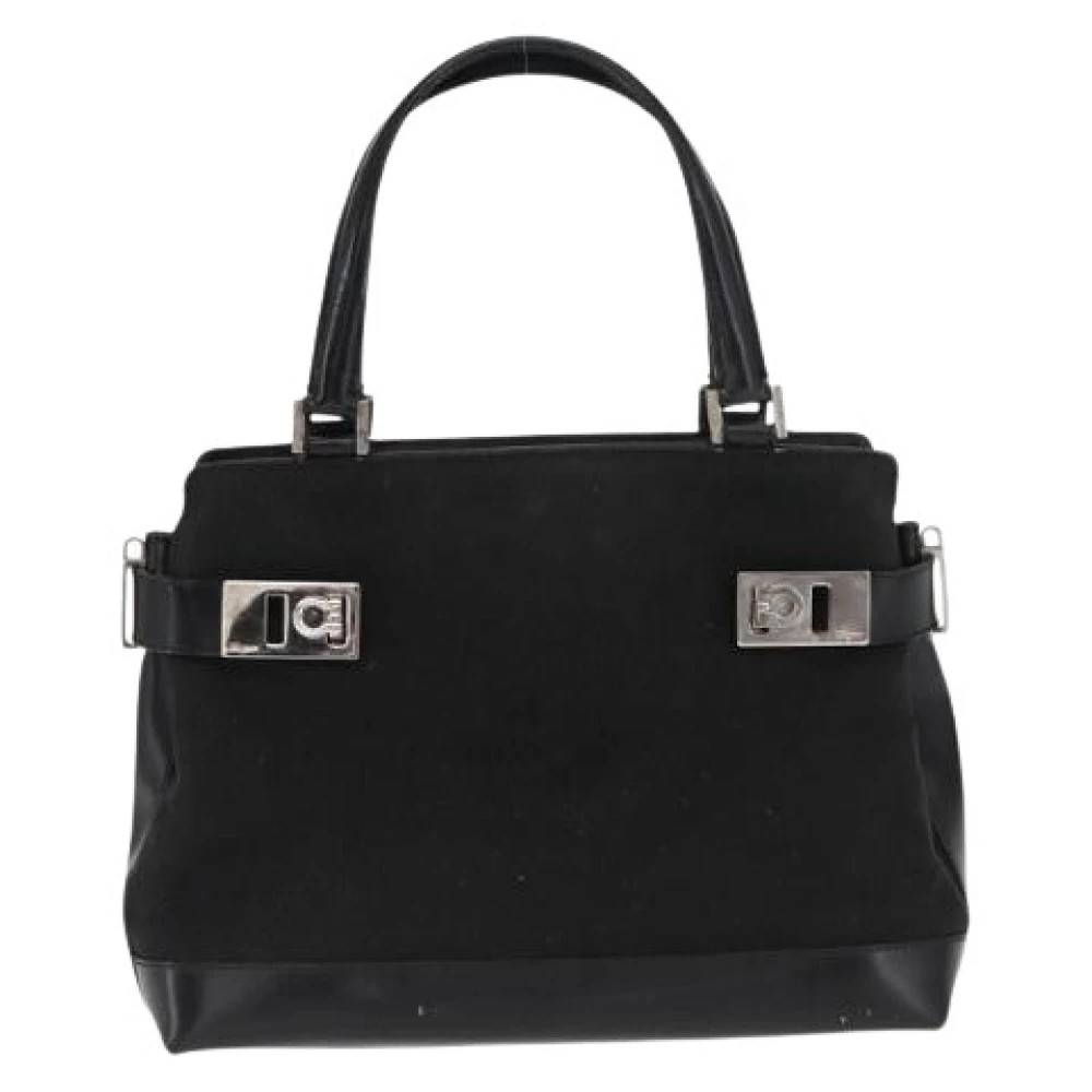 Salvatore Ferragamo Pre-owned Pre-owned Canvas Håndtaske - Vintage - Dame - Sort - ONE SIZE -