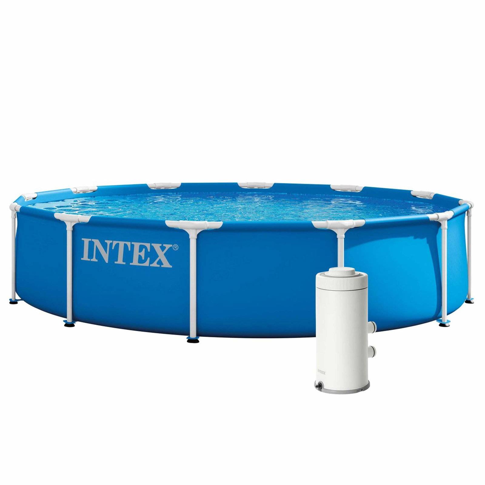Rund trädgårdspool med pump 305x76 cm