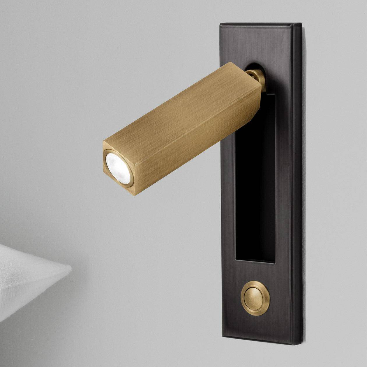 Inbyggd Ljus – Minimalistisk Sängside Vägglampa LED - Mat svart + Koppar / Varmvit / Dia 5cm x H 17.8cm set av 2 fyrkant