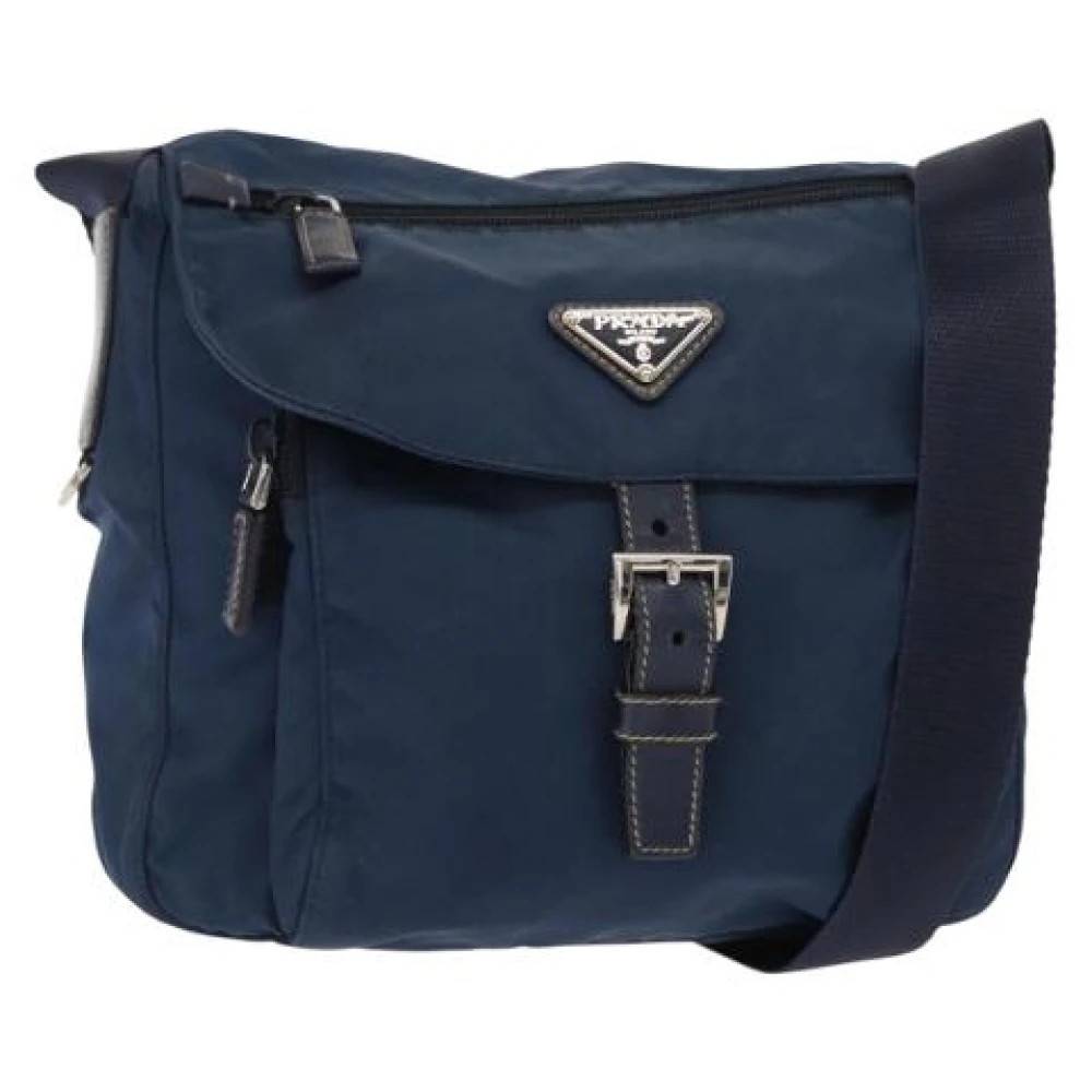 Prada Vintage Pre-owned Vintage Nylon Cross Body Taske - Vintage - Dame - Blå - ONE SIZE - Nylon