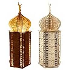 Adventskalender i trä, Woden Clendar-kalender, Eid Woden Calendar Cabinet, Moon Star Lights, kalender för muslimsk fest, dekoration