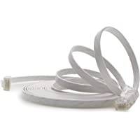 1aTTack.de 10m - vit - 1 st - Cat.6 platt nätverkskabel Cat6 platt kabel ultra platt Cat.6 patchkabel 1000 Mbit/s Gigabit LAN (RJ45) platt tunn mikro