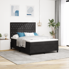 vidaXL Boxspring Säng med Madrass Svart 160x200 cm Sammet