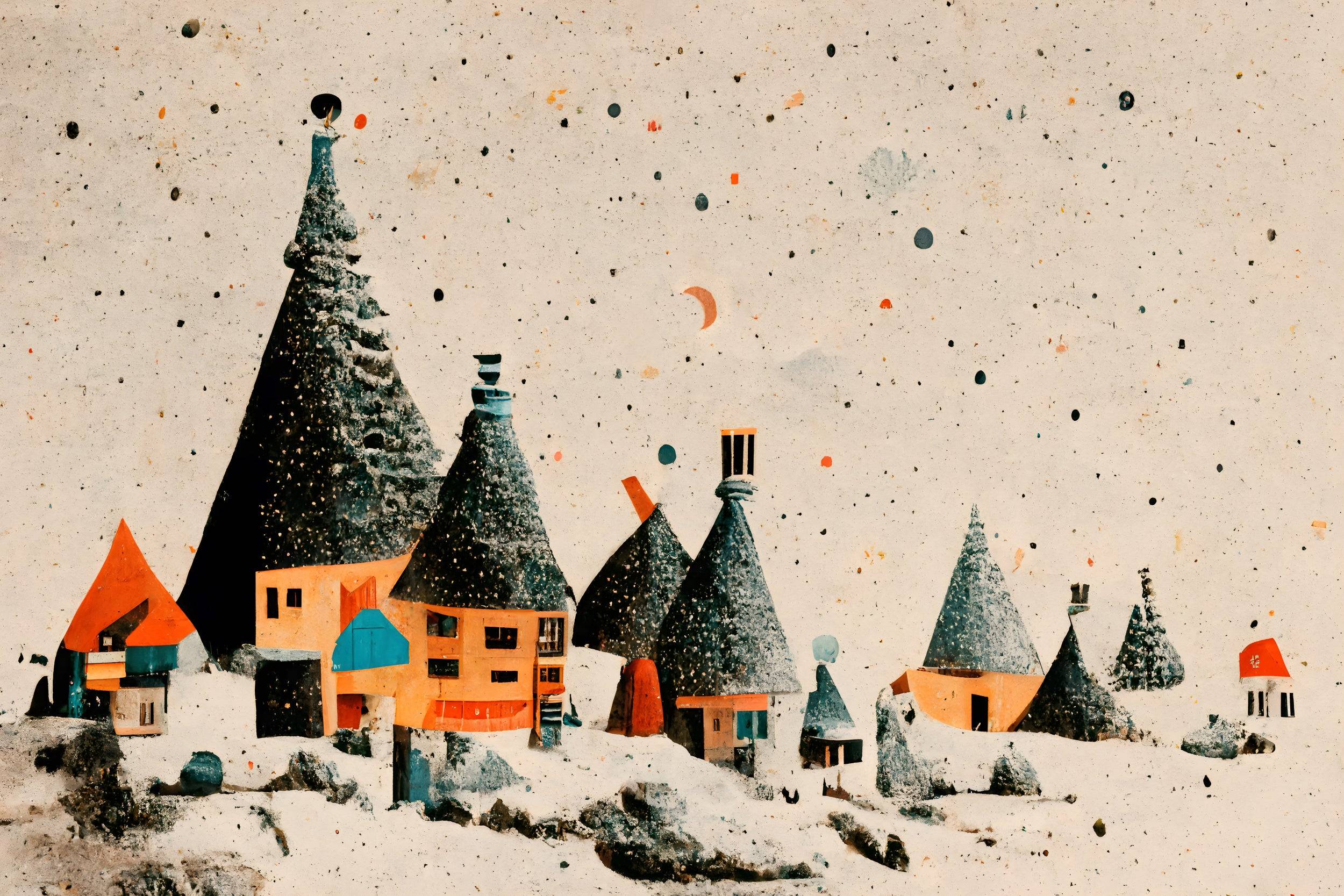 Fairy Village Poster och Canvastavla - Poster / 30x21 cm