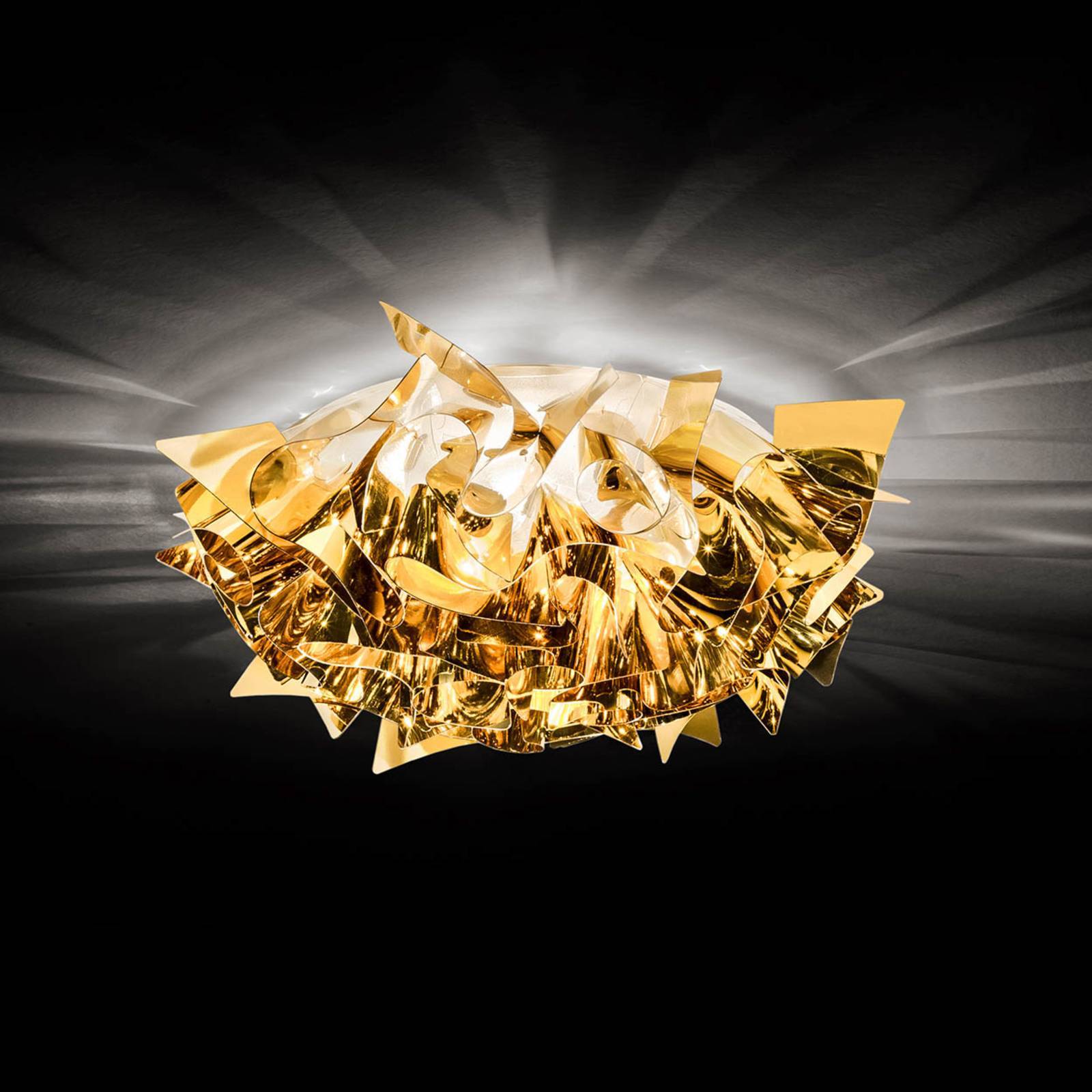 Slamp Design taklampa VELI, dimbar, Mässing / guld, Vardagsrum / matsal, Syntetmaterial, Design, Taklampa