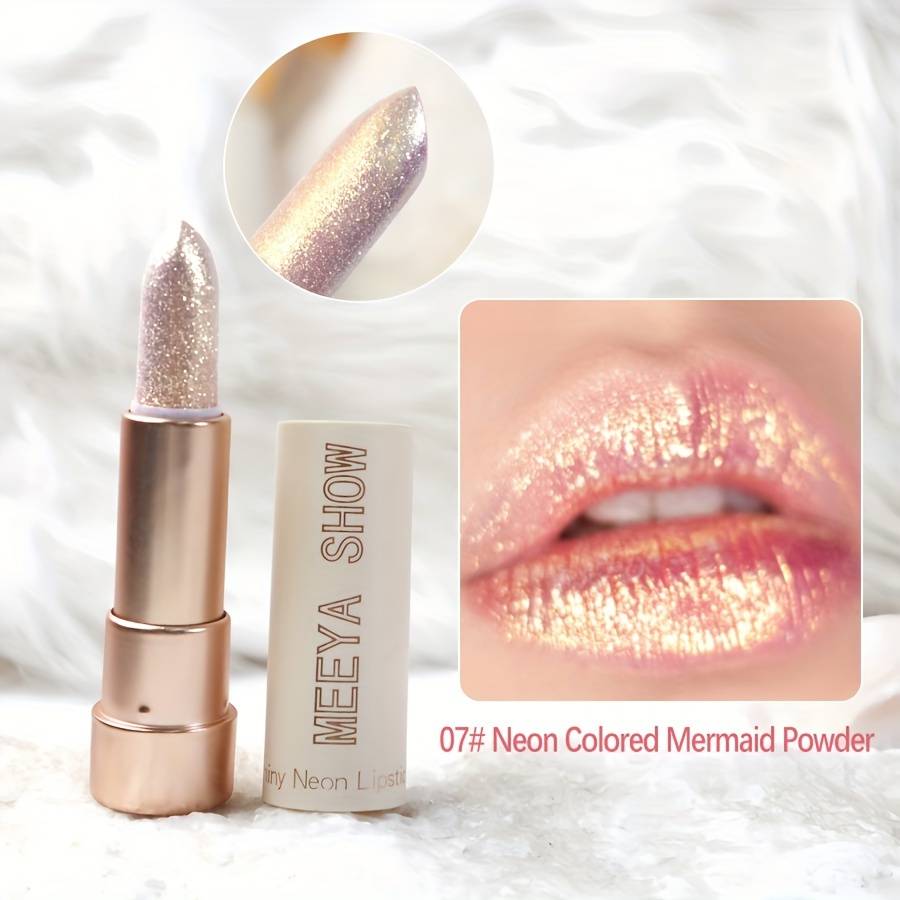 TEMU Glitter Metallic Shimmer Lipstick With , Shiny Gilded Lipstick In Nude Brown/peach Pink/pink Golden/metallic , Versatile For , Cosplay Princess, And Natural Makeup