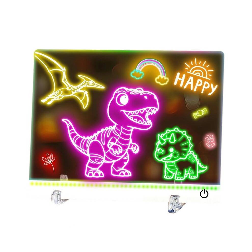 16 Inch LED Drawing Board for Kids - Rechargeable 7 Color Light Acrylic Note Pad with Stand,Gifts for 6-12 Year Old