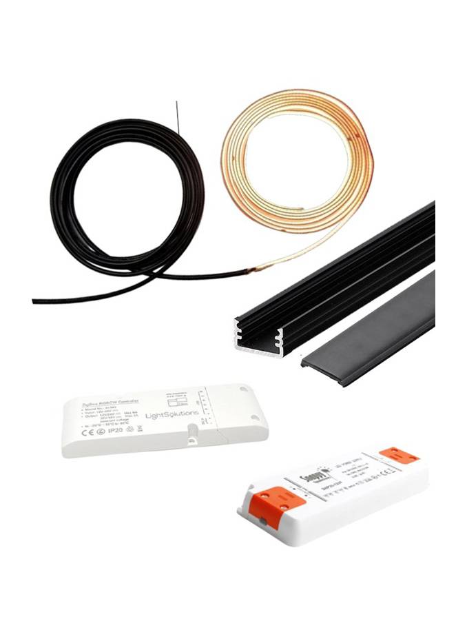 LED Sæt Til Akustikpaneler - 2 x 240cm - Komplet - Sort - ZigBee