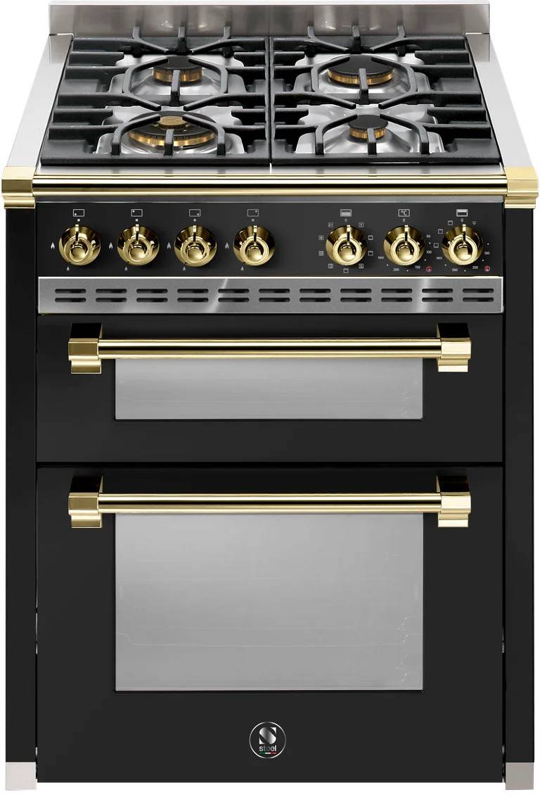 Ascot - Combi-Steam - Gasspis 70 cm (2 ugnar) - Svart/Mässing - MISSING_NAME_FOR_LANGUAGE