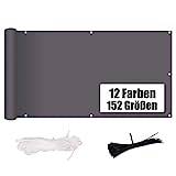 MENGH Insynsskydd för terrasser, 100 x 800 cm, staketpanel för balkong och terrass, väderbeständigt och enkel skötsel, med öljetter och rep, för balkongräcken, terrass och trädgård, grått