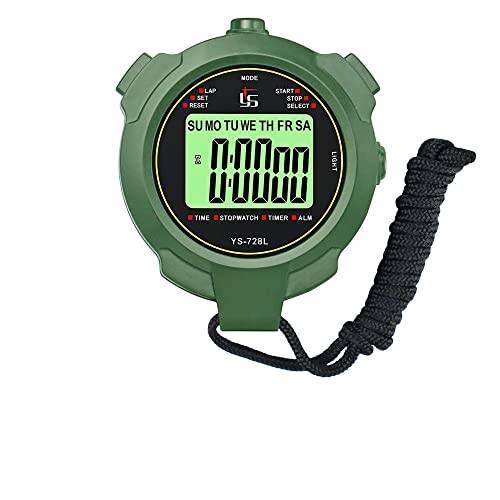 Digital sport stoppur timer, vattentät träningstimer, LCD handhållen kronograf digital stoppur med alarmkalender