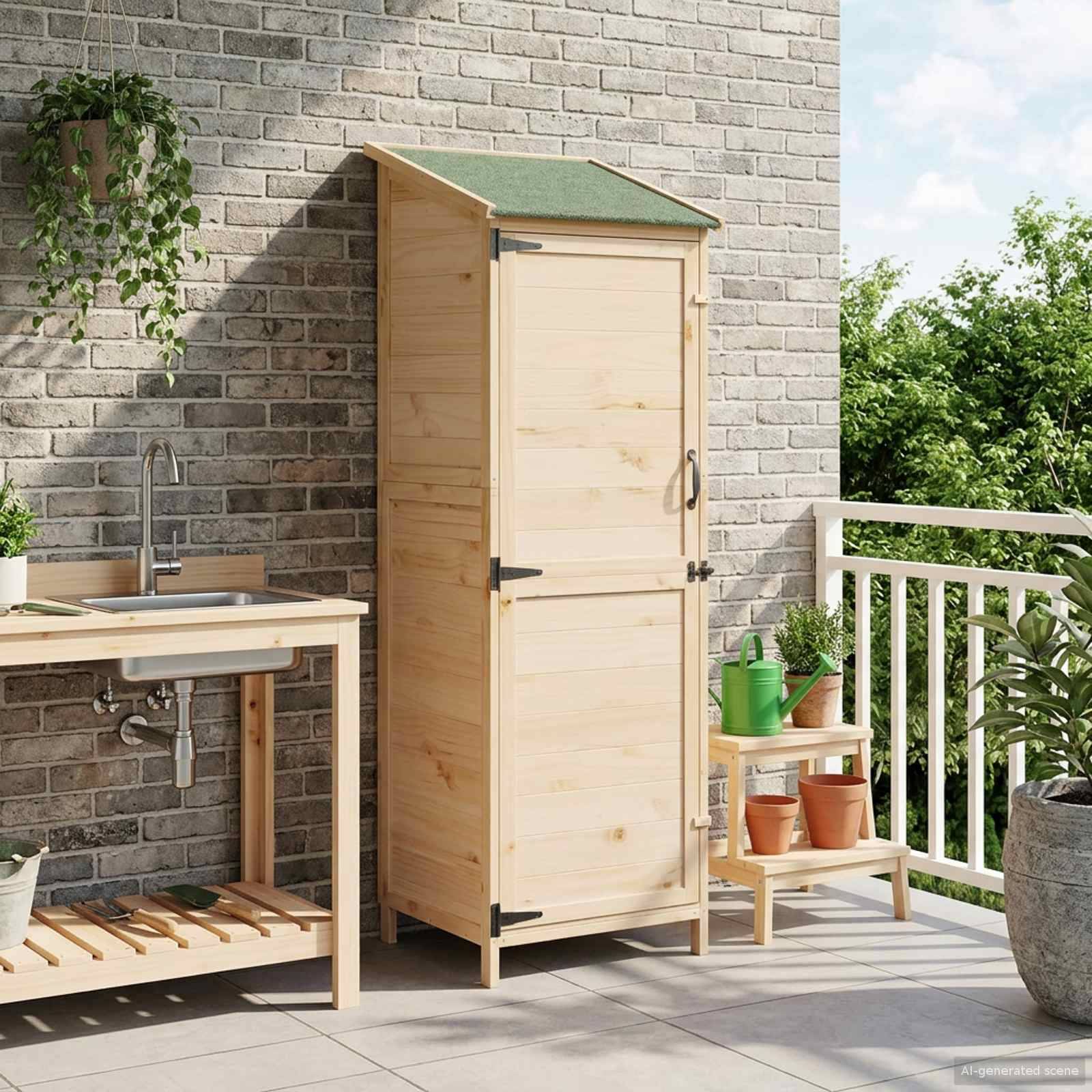 vidaXL Have Skur Naturfarvet 59,5 x 56 x 176,5 cm Konstrueret træ