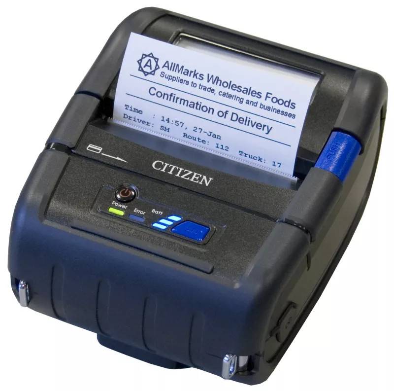 Kvittoskrivare, Mobil, USB, Bluetooth, WiFi, Seriell (RS232), Citizen CMP-30II (Enbart USB och seriell (RS232))