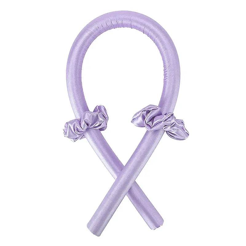 Heatless Curling Rod Headband No Heat Silk Curls Ribbon Hair Rollers Sleeping Soft Headband Lazy Hair Curlers Hair Styling Tools - Purple no Clip / CHINA