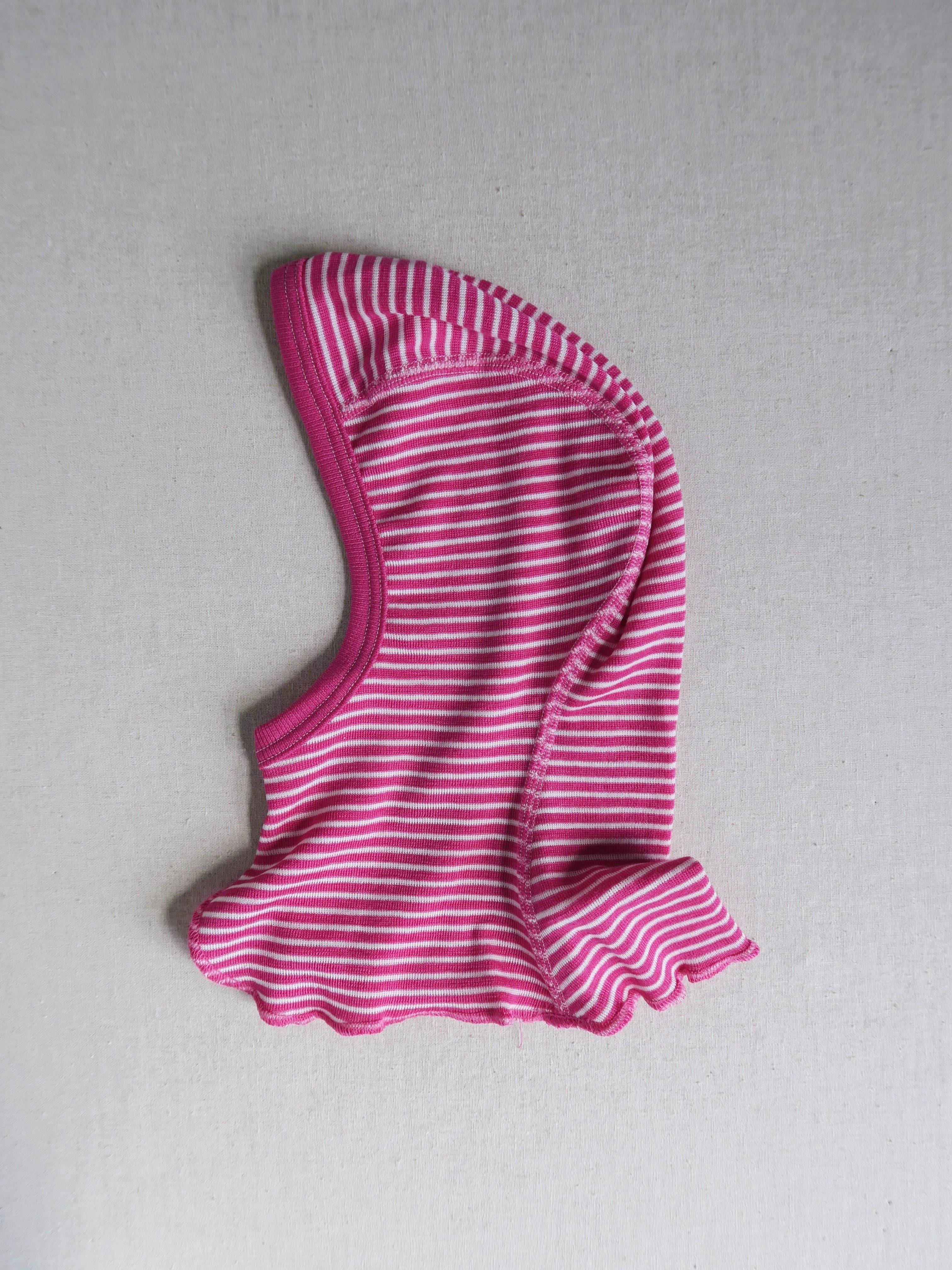 Cosilana - Uld/silke balaclava - Pink/natur - 98/104