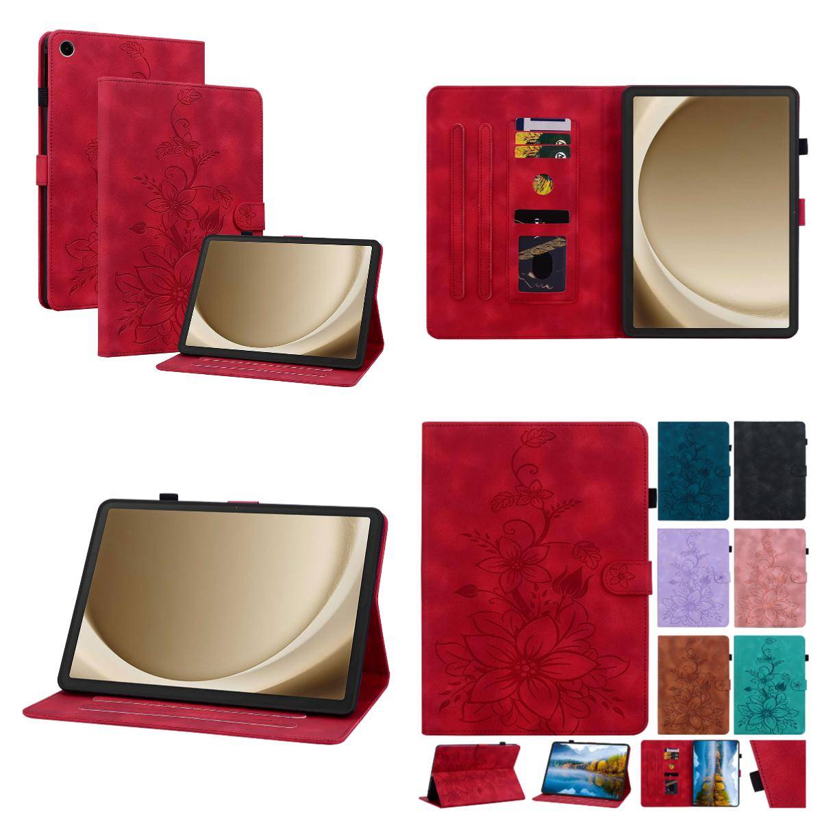 För Samsung Galaxy Tab S10 FE+ / Galaxy Tab S10 FE+ (13,1-tums) (SM-X620;SM-X626B).Utsökt PU-läderfodral med blommig präglad design till surfplattan r