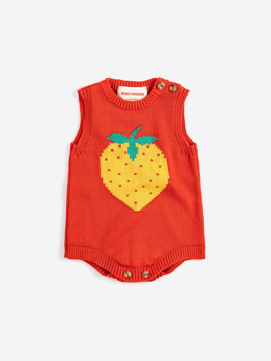 Bobo Choses Pixel Strawberry Romper Red Red 3 months Rød 3 måneder Drenge, Piger