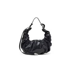 Diesel - Grand sac hobo froissé en PU brillant - Sacs d'Épaule - Femme - Noir