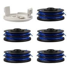 Strängtrimmer ersättningsspole för Ryobi RAC123 5132002671, spole och lina kompatibel med Ryobi RLT4027, RLT4125, RLT5027, RLT6030, RLT5127, RLT6130 (5 spolar + 1 överdrag)