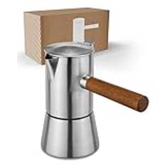 LAMBDA COFFEE® Espressobryggare induktion lämplig 300 ml rostfritt stål 5–6 koppar I utomhus mockakanna | Espresso Maker kaffebryggare