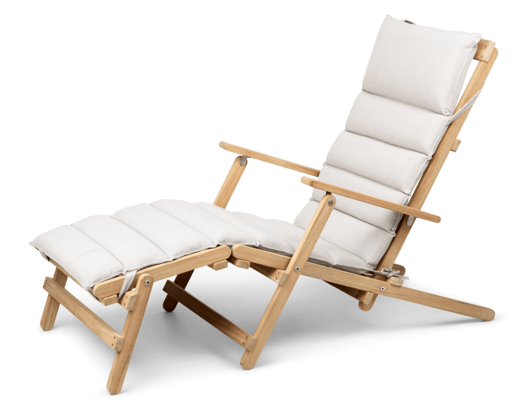 BM5565 | Däckstol med fotstöd & kudde FSC™-certifierad teak, obehandlad, HeritagePapyrus