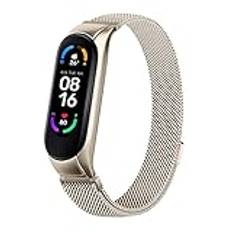 Tobfit Armband kompatibelt med Xiaomi Mi Band 5/Xiaomi Mi Band 6/Amazfit Band 5, rostfritt stål mesh metall ersättningsband för Xiaomi Mi Band 5/Mi Band 6 armband (champagne)
