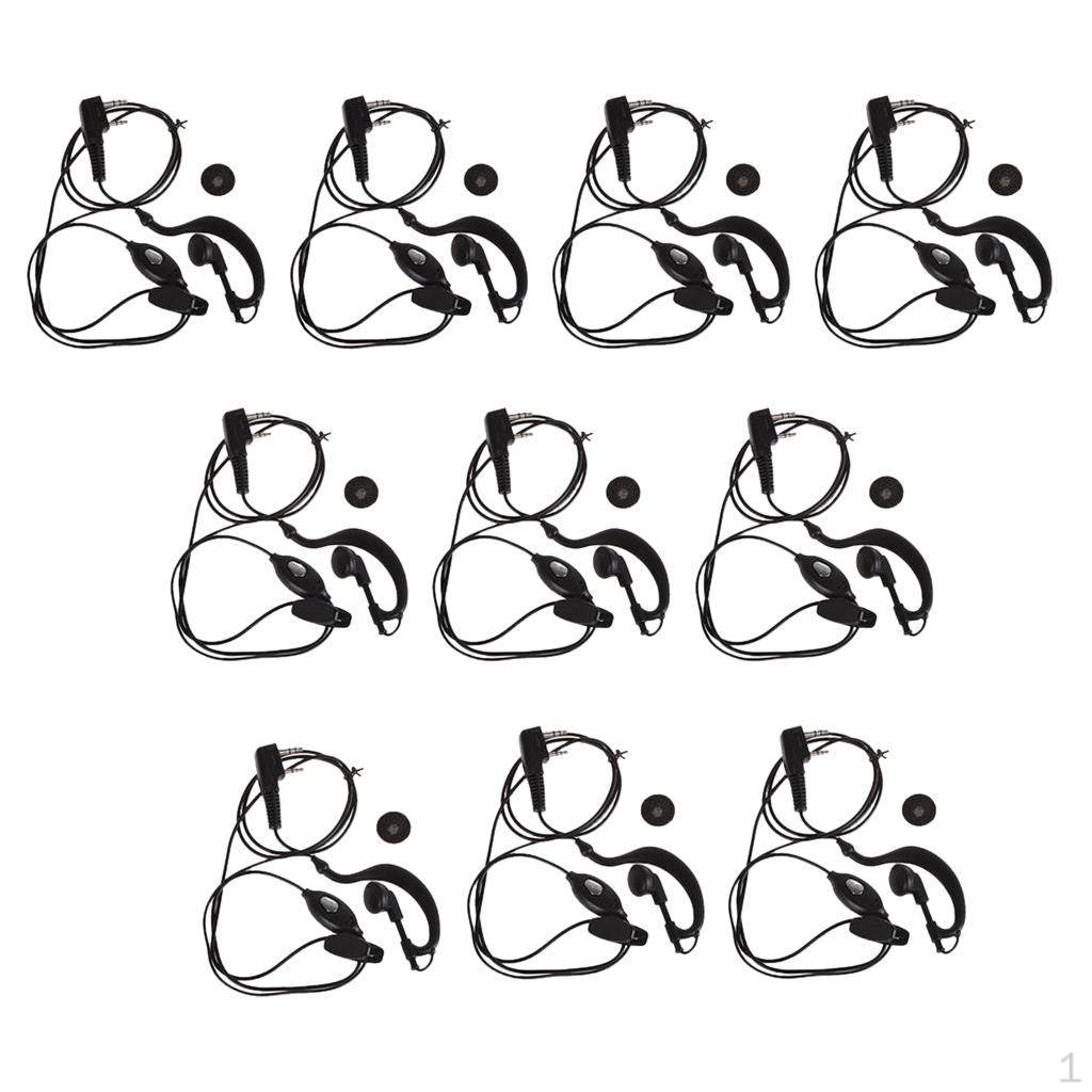 10 stycken Svart PTT Hörsnäcka Hörlurar Headset Mikrofon För Baofeng UV-5X 5R TYT Ham Tvåvägsradio Walkie