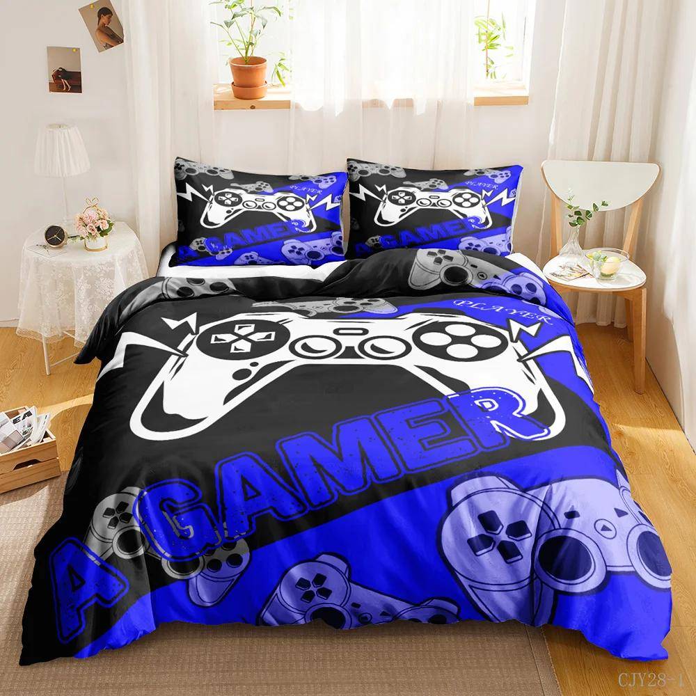 Gamer Påslakanset Barn Pojkar Tonåringar Videospelskontroll Spelplatta Sängkläder Set Dubbel Queen King Size Polyester Täcke EU single(135x200cm)